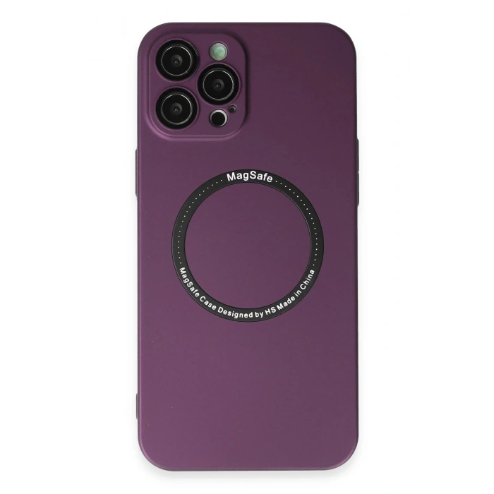 Durukar®  iPhone 12 Pro Kılıf Jack Magneticsafe Lens Silikon - Mürdüm