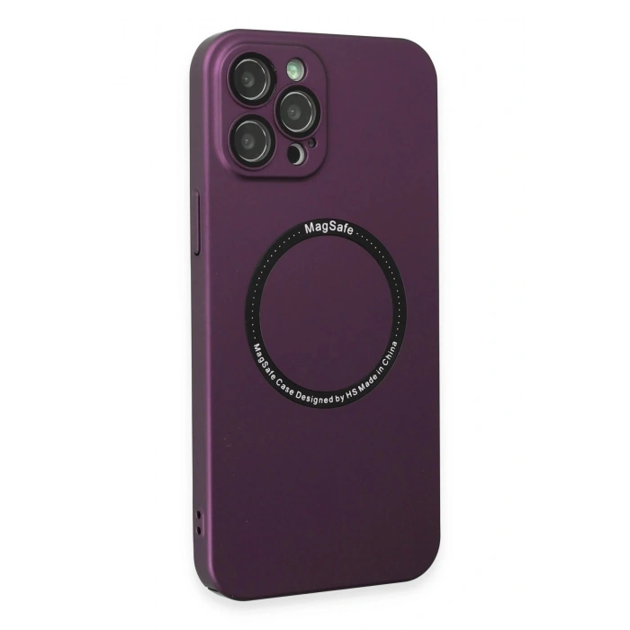 Durukar®  iPhone 12 Pro Kılıf Jack Magneticsafe Lens Silikon - Mürdüm