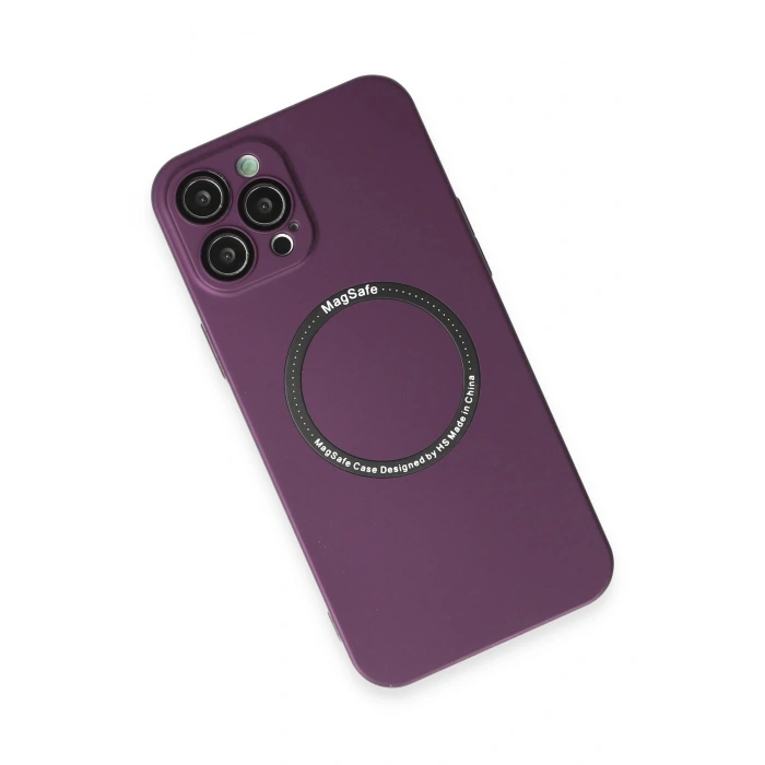 Durukar®  iPhone 12 Pro Kılıf Jack Magneticsafe Lens Silikon - Mürdüm