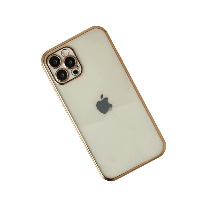 Durukar®  iPhone 12 Pro Kılıf  Lensli Silikon - Gold