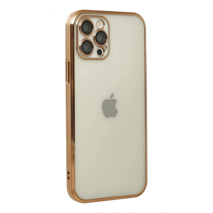 Durukar®  iPhone 12 Pro Kılıf  Lensli Silikon - Gold