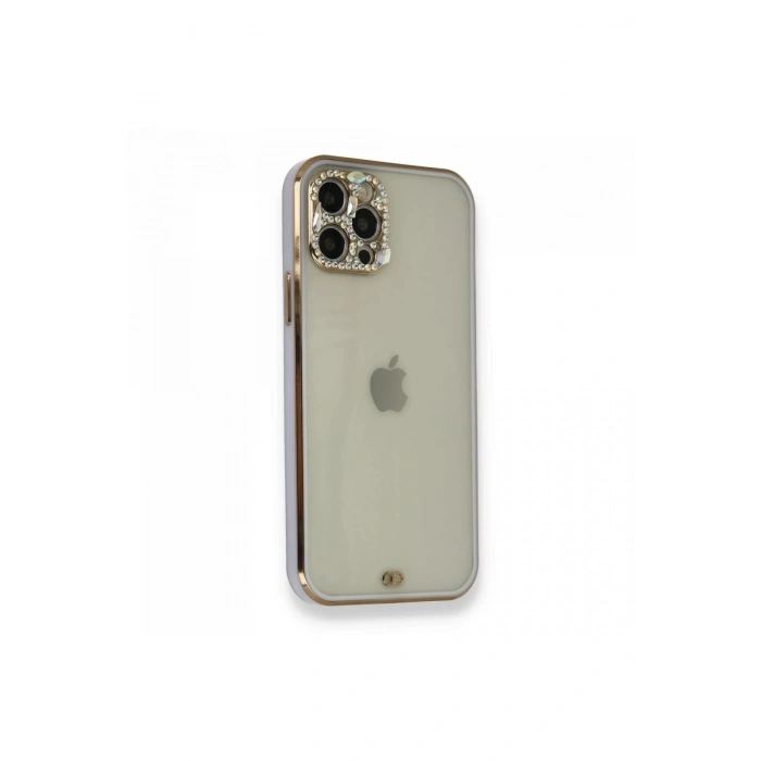 Durukar®  iPhone 12 Pro Kılıf Liva Taşlı Silikon - Mor