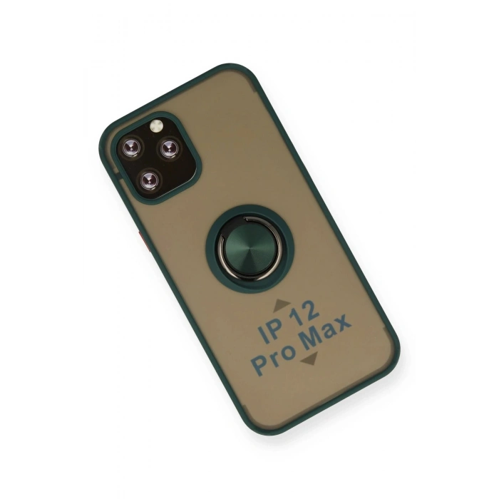 Durukar®  iPhone 12 Pro Kılıf Montreal Yüzüklü Silikon Kapak - Yeşil