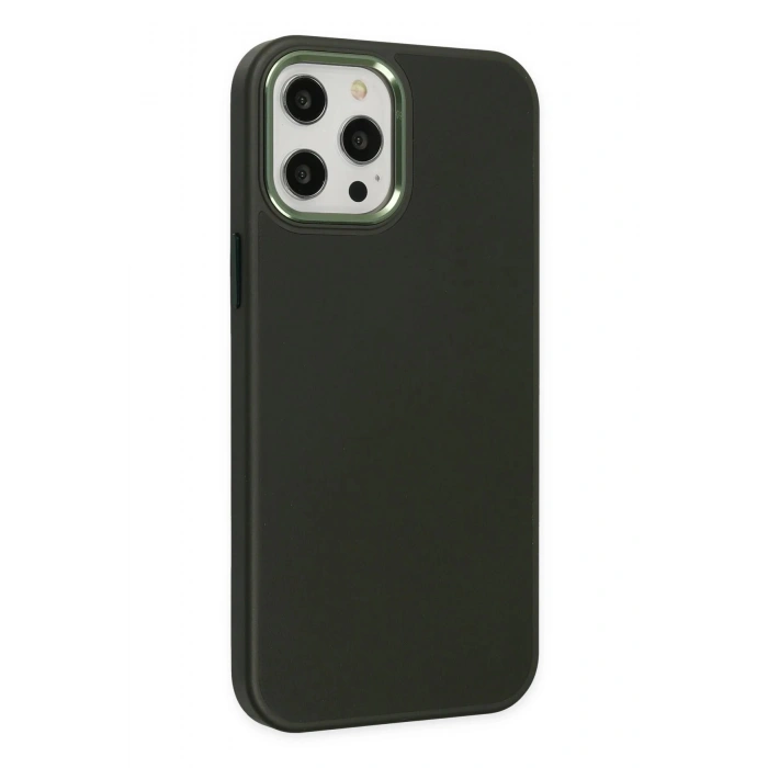 Durukar®  iPhone 12 Pro Max Kılıf Asya Deri Silikon - Koyu Yeşil