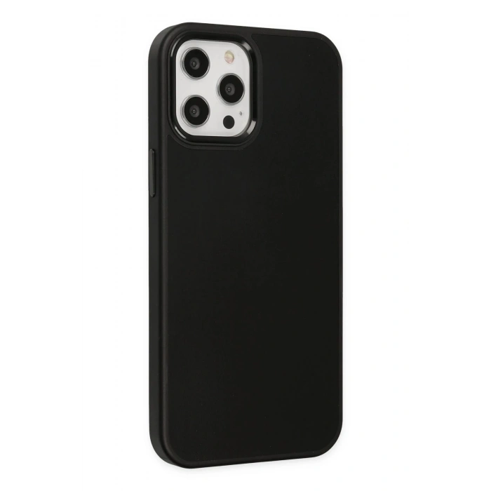 Durukar®  iPhone 12 Pro Max Kılıf Asya Deri Silikon - Siyah