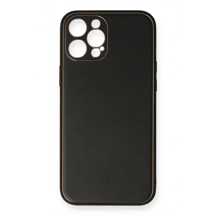 Durukar®  iPhone 12 Pro Max Kılıf Coco Deri Silikon Kapak - Siyah