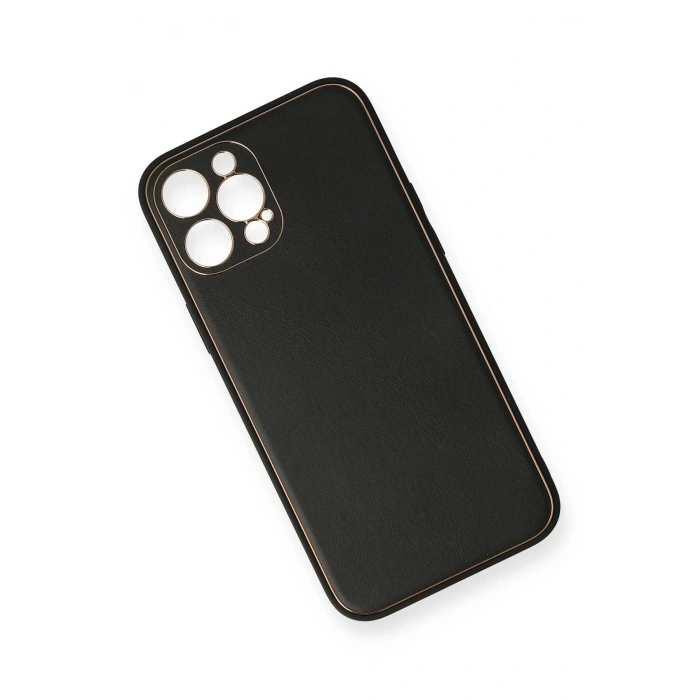 Durukar®  iPhone 12 Pro Max Kılıf Coco Deri Silikon Kapak - Siyah
