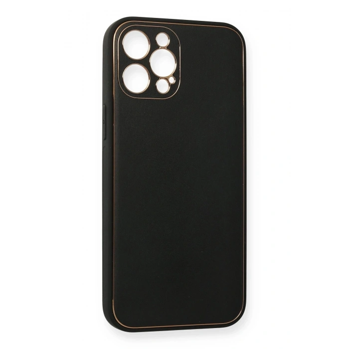 Durukar®  iPhone 12 Pro Max Kılıf Coco Deri Silikon Kapak - Siyah