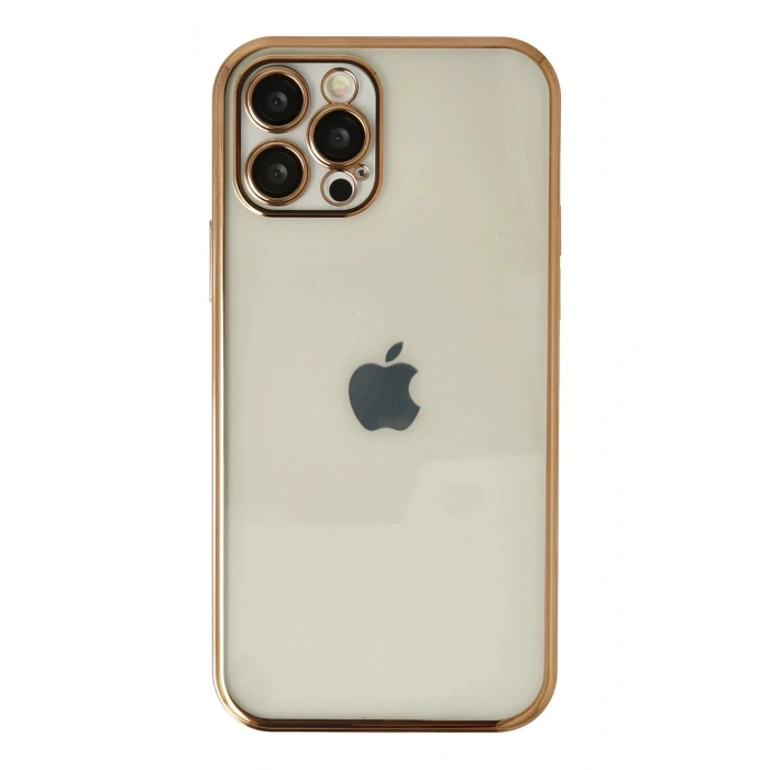 Durukar®  iPhone 12 Pro Max Kılıf  Lensli Silikon - Gold