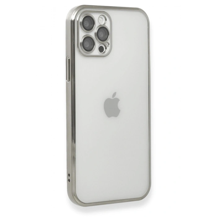 Durukar®  iPhone 12 Pro Max Kılıf  Lensli Silikon - Gümüş