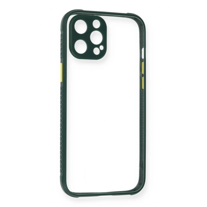 Durukar®  iPhone 12 Pro Max Kılıf Miami Şeffaf Silikon - Koyu Yeşil