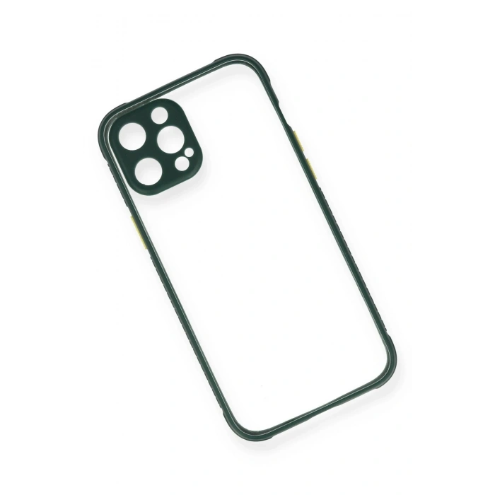 Durukar®  iPhone 12 Pro Max Kılıf Miami Şeffaf Silikon - Koyu Yeşil