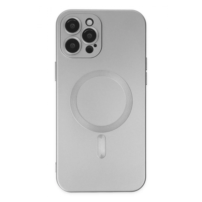 Durukar®  iPhone 12 Pro Max Kılıf Moshi Lens Magneticsafe Silikon - Gümüş