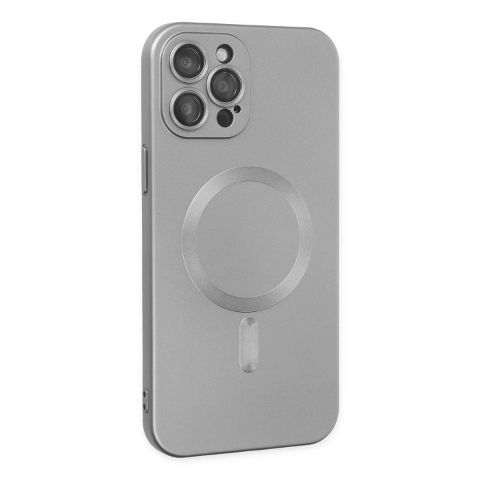 Durukar®  iPhone 12 Pro Max Kılıf Moshi Lens Magneticsafe Silikon - Gümüş