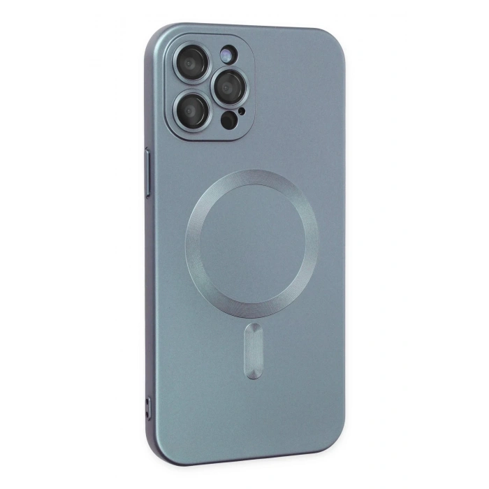 Durukar®  iPhone 12 Pro Max Kılıf Moshi Lens Magneticsafe Silikon - Sierra Blue