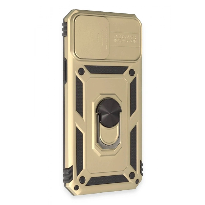 Durukar®  iPhone 12 Pro Max Kılıf Pars Lens Yüzüklü Silikon - Gold