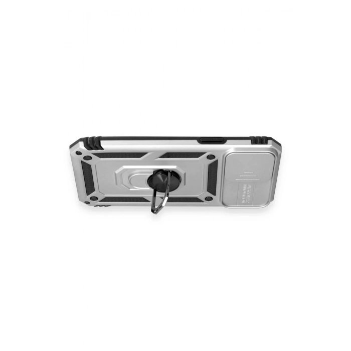 Durukar®  iPhone 12 Pro Max Kılıf Pars Lens Yüzüklü Silikon - Gümüş