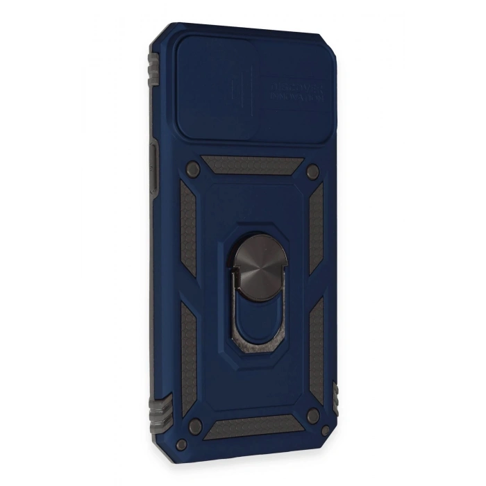 Durukar®  iPhone 12 Pro Max Kılıf Pars Lens Yüzüklü Silikon - Lacivert