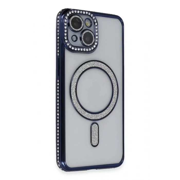 Durukar®   iPhone 13 Kılıf Joke Simli Magneticsafe Kılıf - Lacivert
