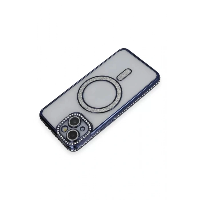 Durukar®   iPhone 13 Kılıf Joke Simli Magneticsafe Kılıf - Lacivert