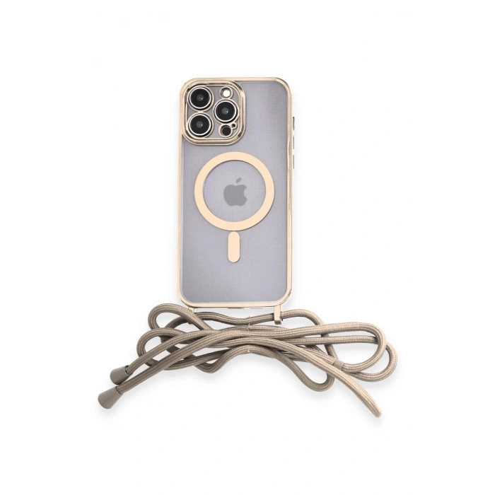 Durukar®  iPhone 13 Pro Kılıf Divo Lazer Askılı Magsafe Kapak - Gold