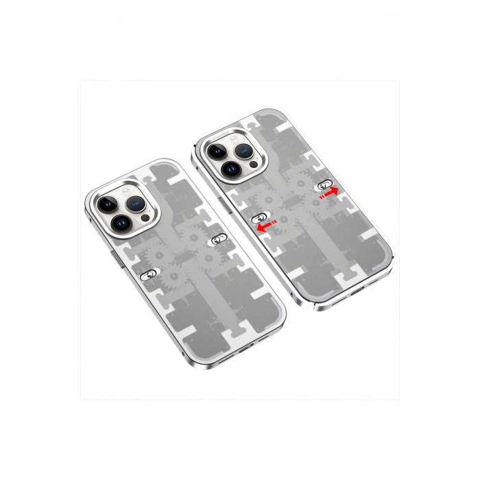 Durukar®  iPhone 13 Pro Kılıf Mekanik Bumper Kapak - Gümüş
