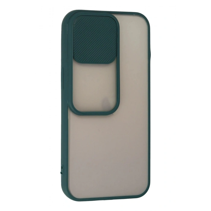 Durukar®  iPhone 13 Pro Kılıf Palm Buzlu Kamera Sürgülü Silikon - Yeşil