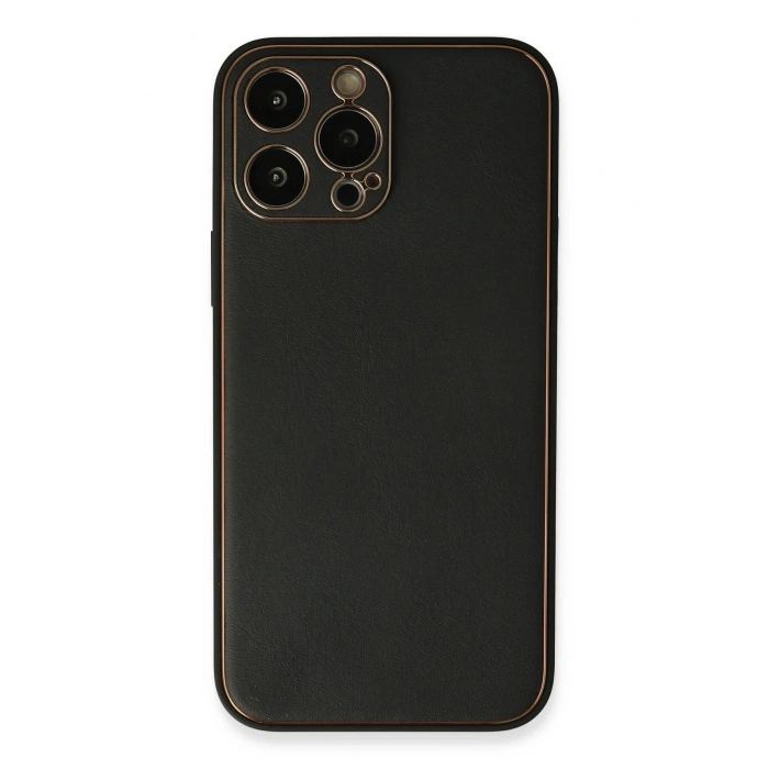 Durukar®  iPhone 13 Pro Max Kılıf Coco Deri Silikon Kapak - Siyah