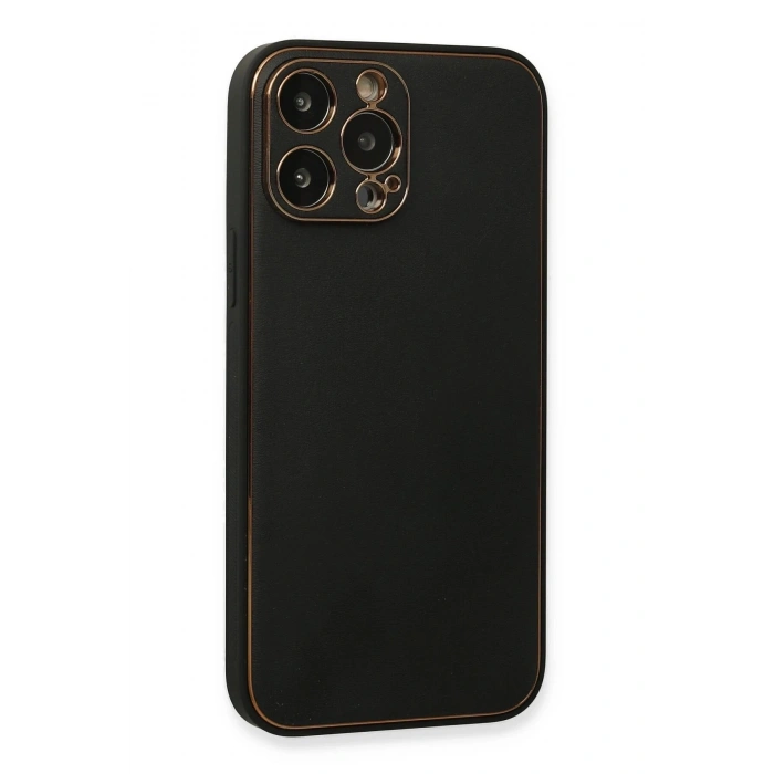 Durukar®  iPhone 13 Pro Max Kılıf Coco Deri Silikon Kapak - Siyah