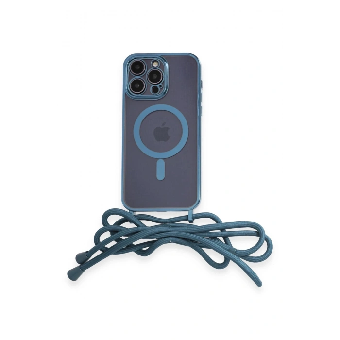 Durukar®  iPhone 13 Pro Max Kılıf Divo Lazer Askılı Magsafe Kapak - Sierra Blue