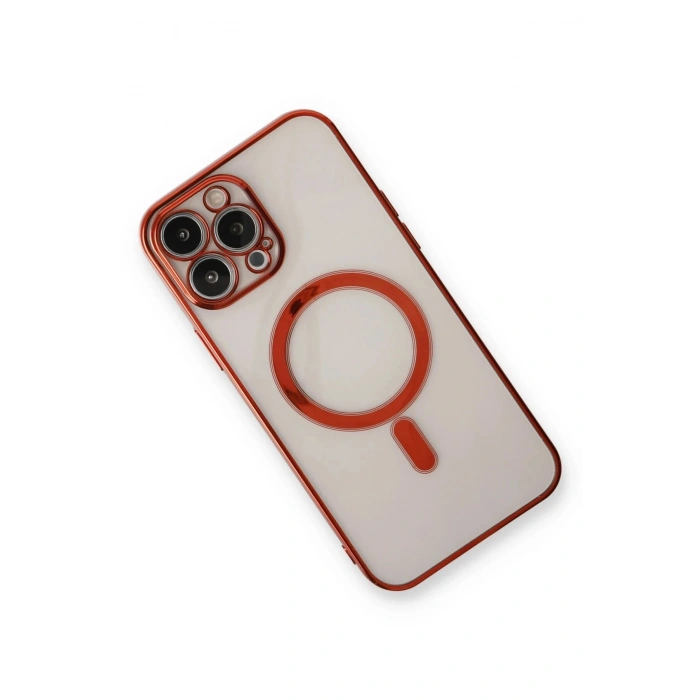 Durukar®  iPhone 13 Pro Max Kılıf Magneticsafe Lazer Silikon - Kırmızı