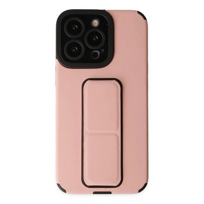 Durukar®  iPhone 13 Pro Max Kılıf Mega Standlı Silikon - Pudra