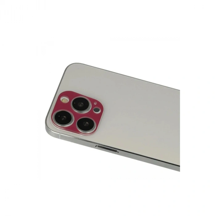 Durukar®  iPhone 13 Pro Max Rainbow Kamera Lens Koruma Cam - Koyu Kırmızı