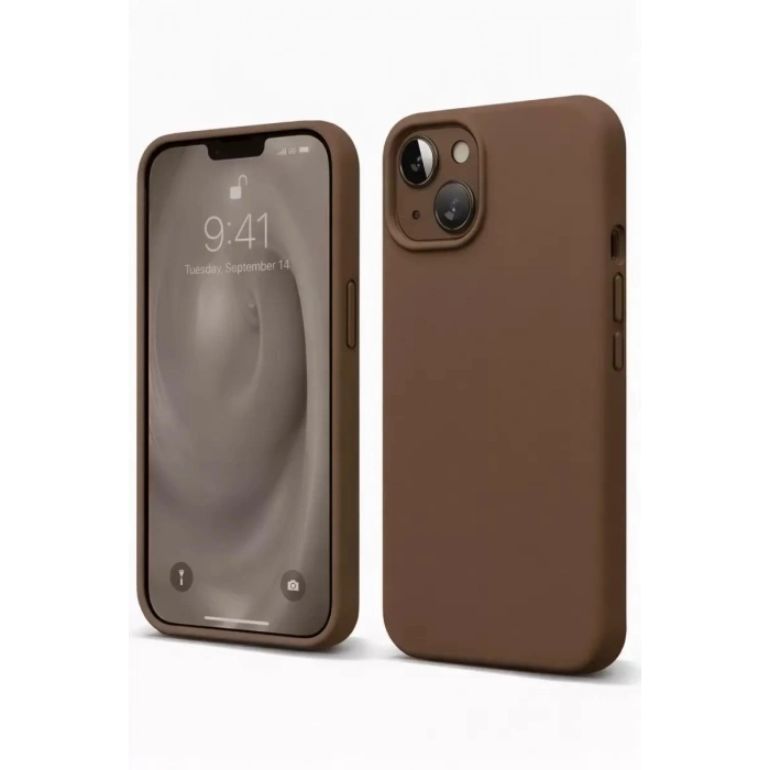 Durukar®   iPhone 14 Kılıf First Silikon - Kahverengi