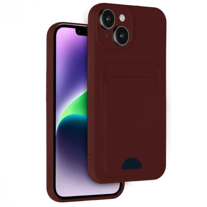 Durukar®  iPhone 14 Kılıf Kelvin Kartvizitli Silikon - Bordo
