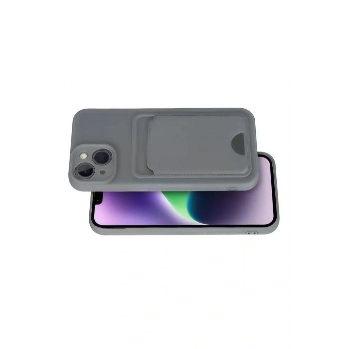 Durukar®  iPhone 14 Kılıf Kelvin Kartvizitli Silikon - Gri