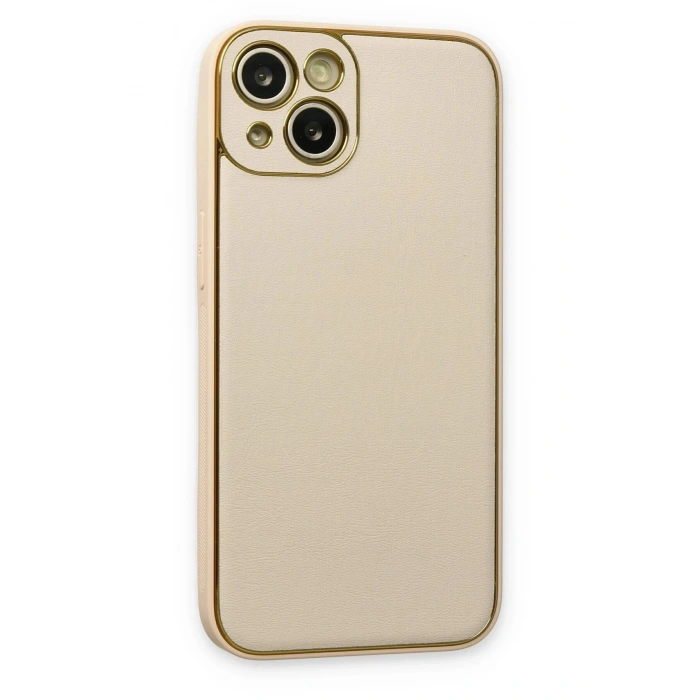 Durukar®  iPhone 14 Plus Kılıf Coco Deri Silikon Kapak - Gold