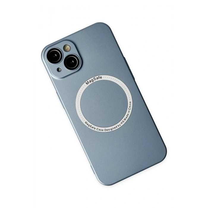 Durukar®  iPhone 14 Plus Kılıf Jack Magneticsafe Lens Silikon - Sierra Blue