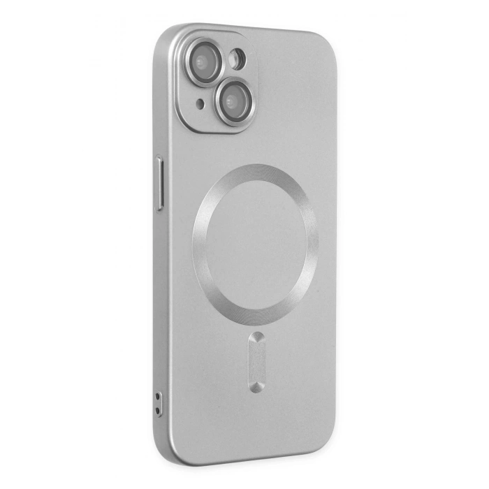 Durukar®  iPhone 14 Plus Kılıf Moshi Lens Magneticsafe Silikon - Gümüş