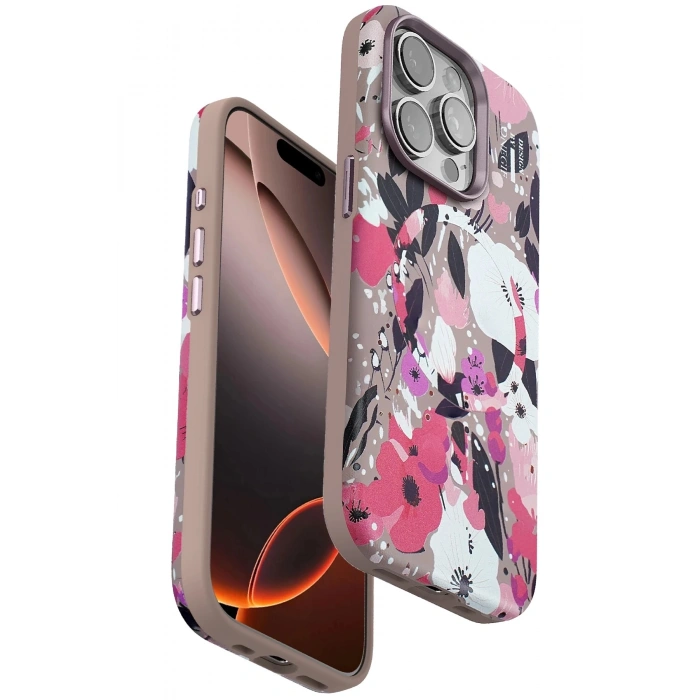 Durukar®  iPhone 14 Pro Flower Series Magsafe Kapak - Pembe