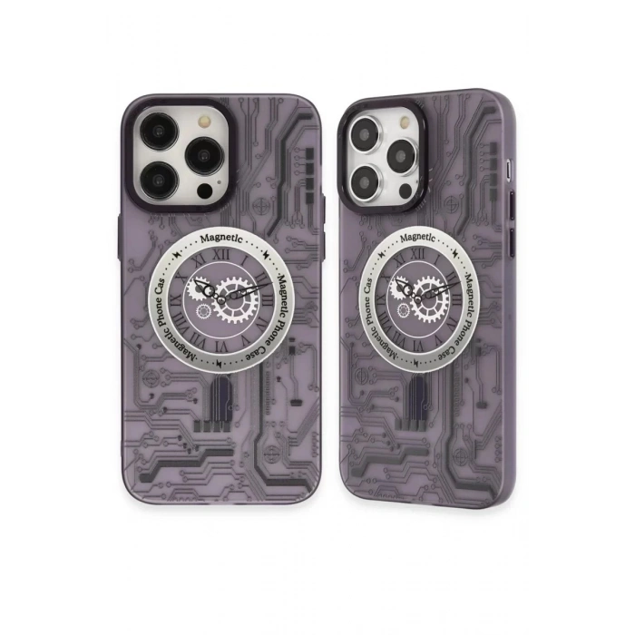 Durukar®  iPhone 14 Pro Kılıf Apollo Magneticsafe Desenli Kapak - Apollo Mor - 5