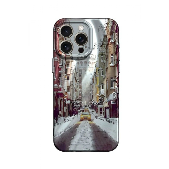 Durukar®  iPhone 14 Pro Kılıf Crew Desenli Kapak - Galata Kulesi