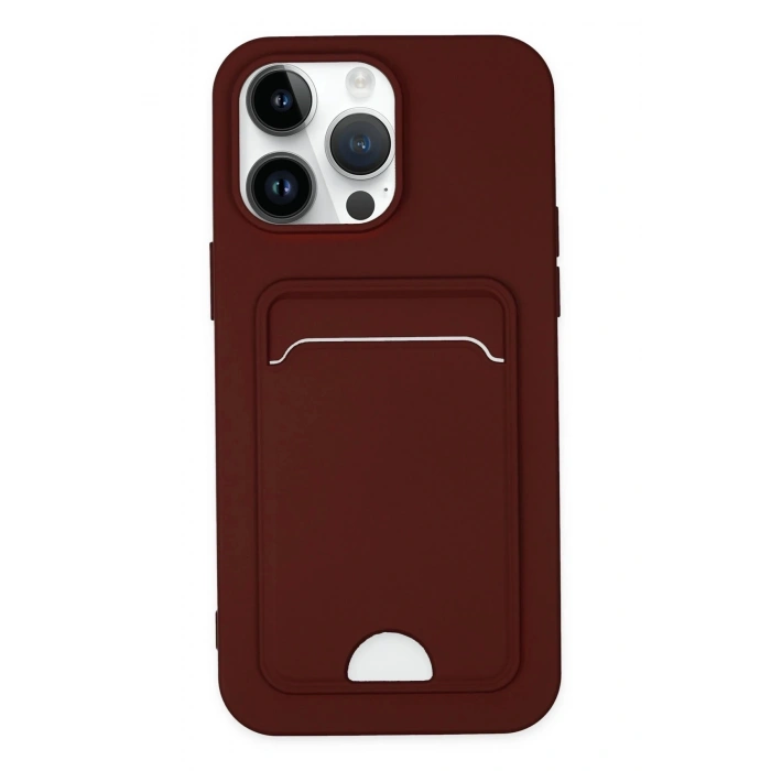 Durukar®  iPhone 14 Pro Kılıf Kelvin Kartvizitli Silikon - Bordo