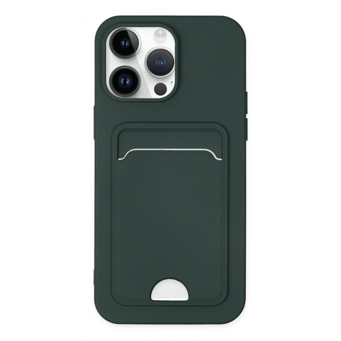 Durukar®  iPhone 14 Pro Kılıf Kelvin Kartvizitli Silikon - Koyu Yeşil