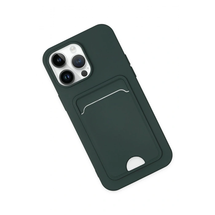 Durukar®  iPhone 14 Pro Kılıf Kelvin Kartvizitli Silikon - Koyu Yeşil