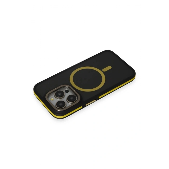 Durukar®  iPhone 14 Pro Kılıf Rocky Magsafe Kapak - Siyah-Sarı