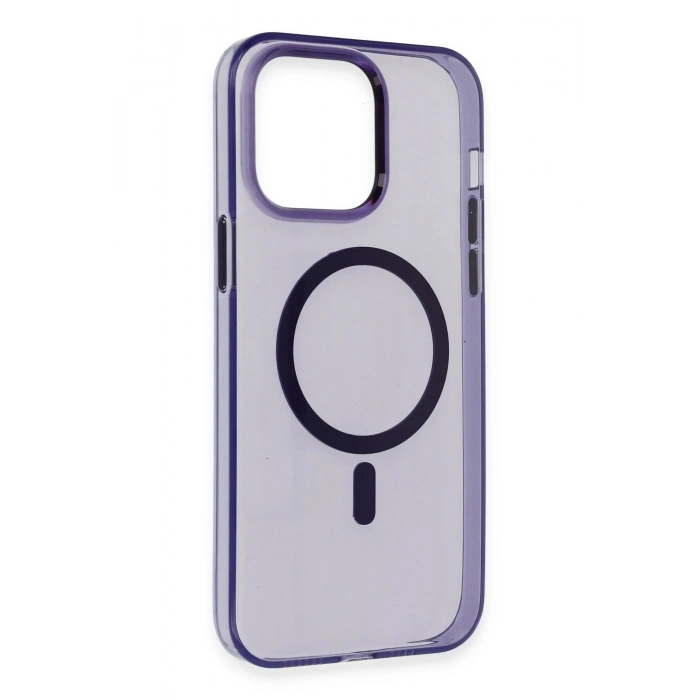 Durukar®  iPhone 14 Pro Kılıf Tron Şeffaf Magsafe Kapak - Derin Mor