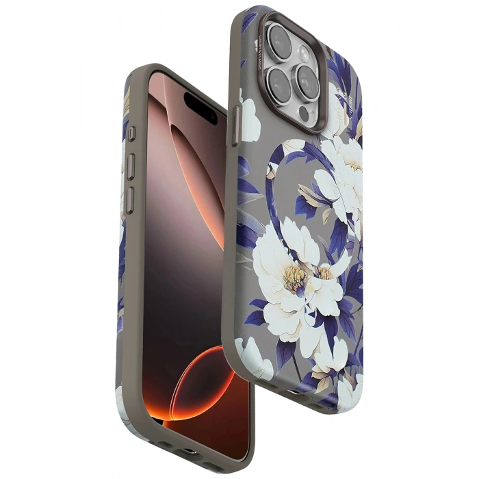 Durukar®  iPhone 14 Pro Max Flower Series Magsafe Kapak - Gri