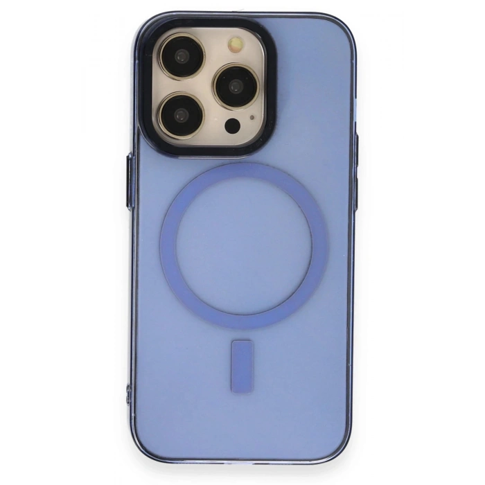 Durukar®  iPhone 14 Pro Max Kılıf Anka PC Magneticsafe Sert Metal Kapak - Sierra Blue