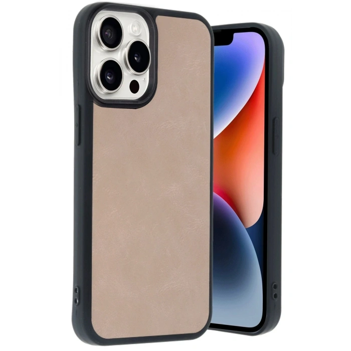 Durukar®  iPhone 14 Pro Max Kılıf Aras Deri Kapak - Pudra